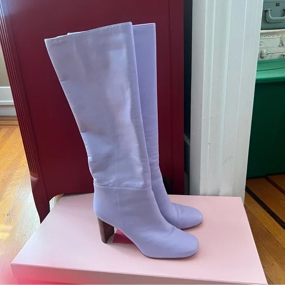 Kate Spade Rochelle frozen lilac purple tall leather boots 10 EUC - Picture 2 of 11